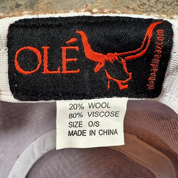 Vintage OLE Fedora Adult Mens OSFM Ivory & Tan Wool Textured Tweed Hat EUC - Picture 8 of 9